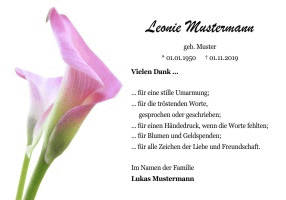 Danksagungen Trauer