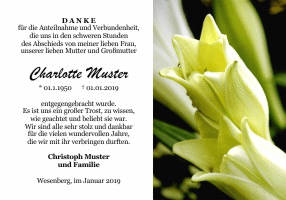 Danksagungen Trauer