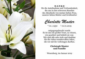 Danksagungen Trauer