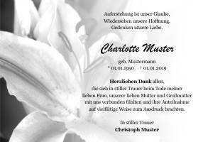Danksagungen Trauer