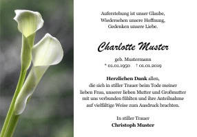 Danksagungen Trauer