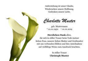 Danksagungen Trauer