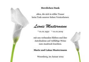Danksagungen Trauer