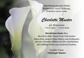 Danksagungen Trauer