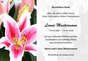 Danksagungen Trauer