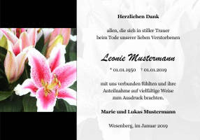 Danksagungen Trauer