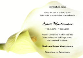 Danksagungen Trauer