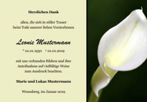 Danksagungen Trauer
