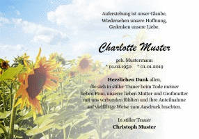Danksagungen Trauer