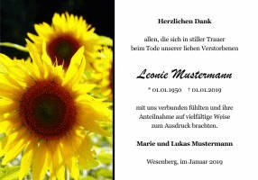 Danksagungen Trauer