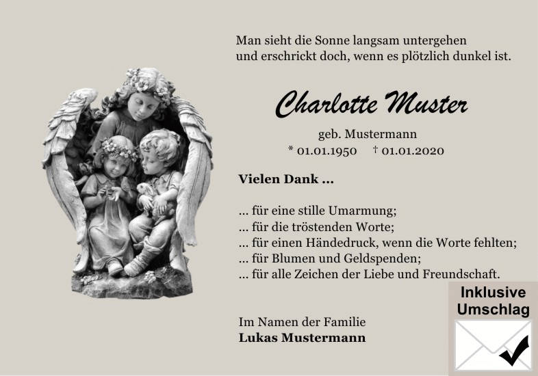 Danksagungen Trauer