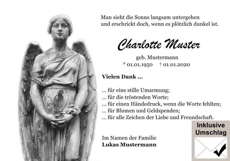 Danksagungen Trauer