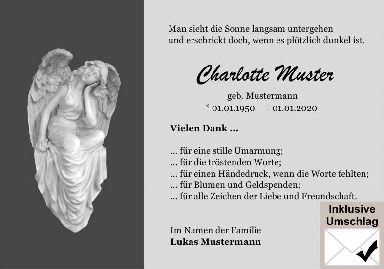 Danksagungen Trauer