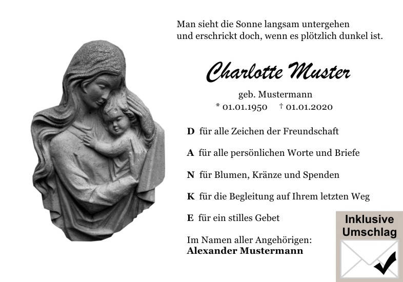 Danksagungen Trauer