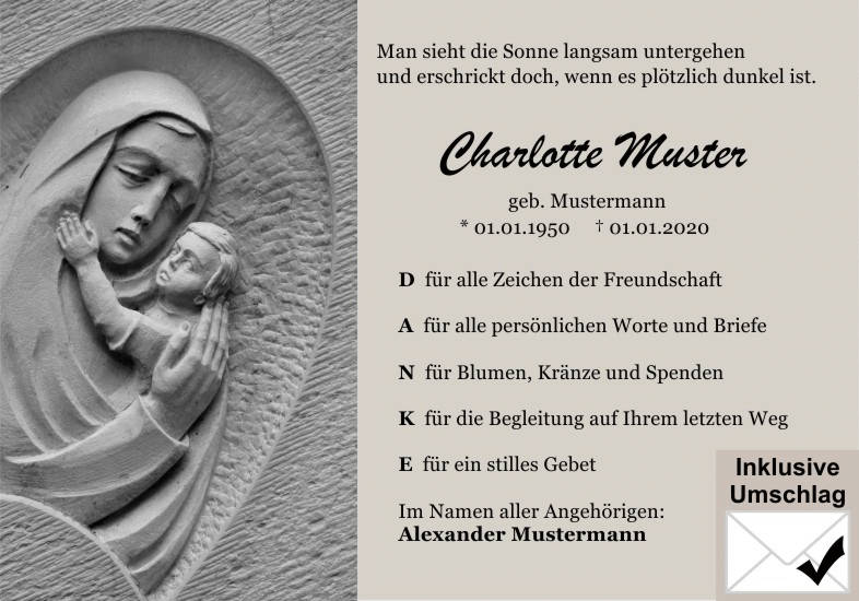 Danksagungen Trauer