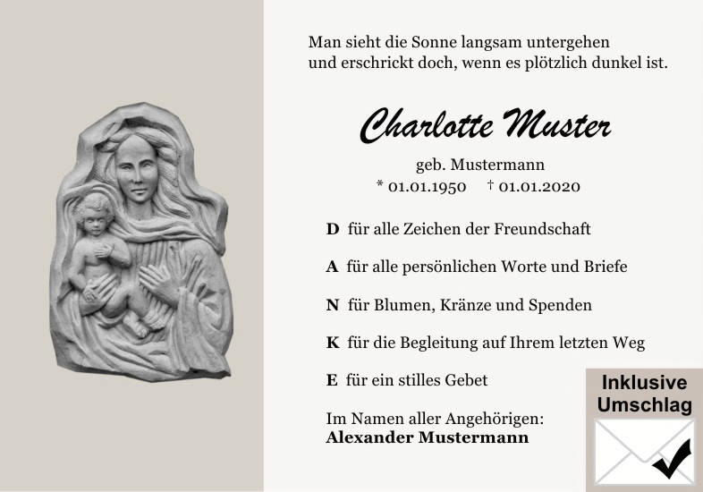 Danksagungen Trauer