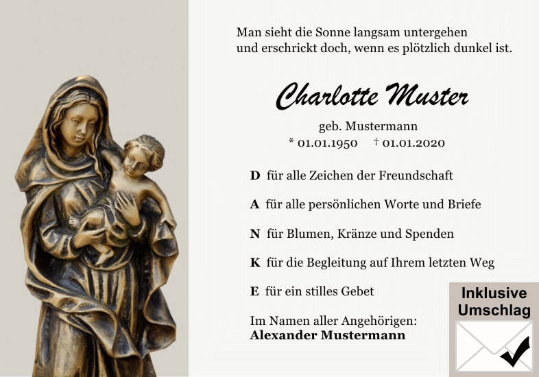 Danksagungen Trauer