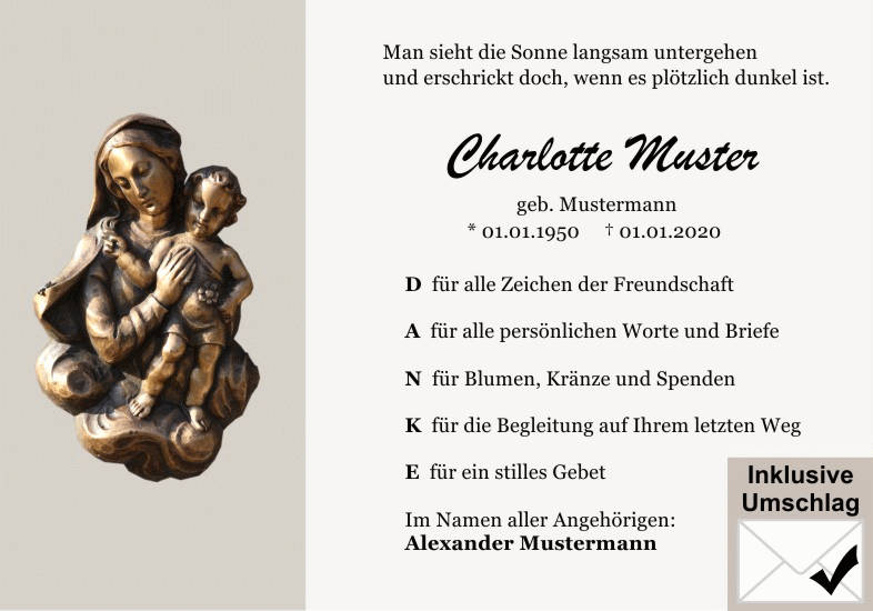 Danksagungen Trauer