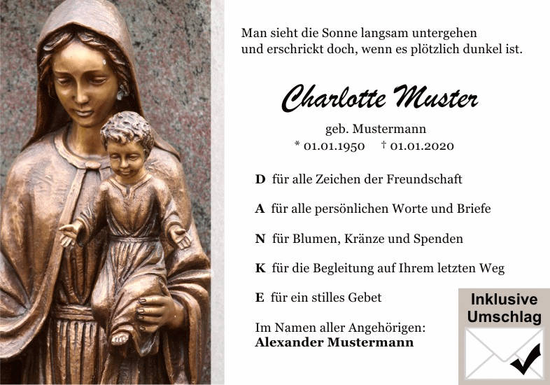 Danksagungen Trauer