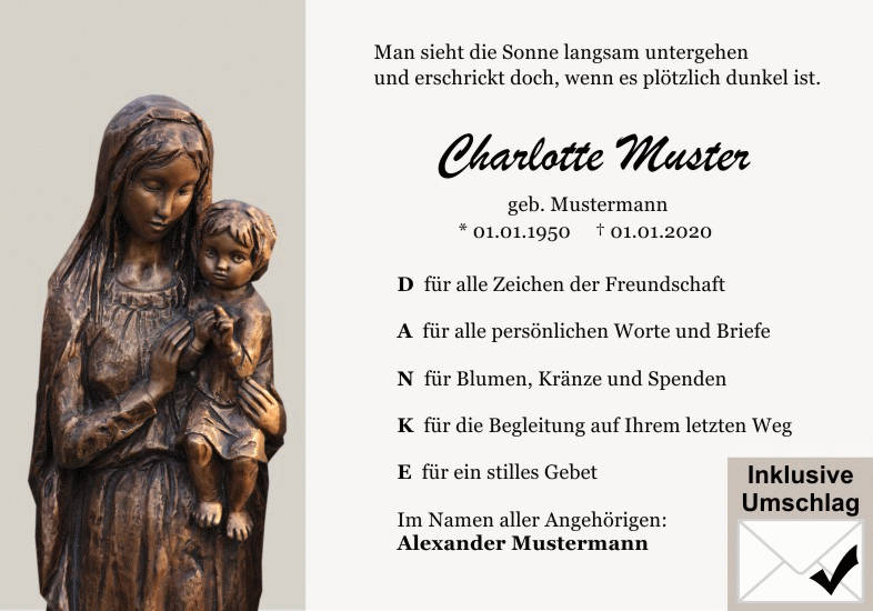 Danksagungen Trauer