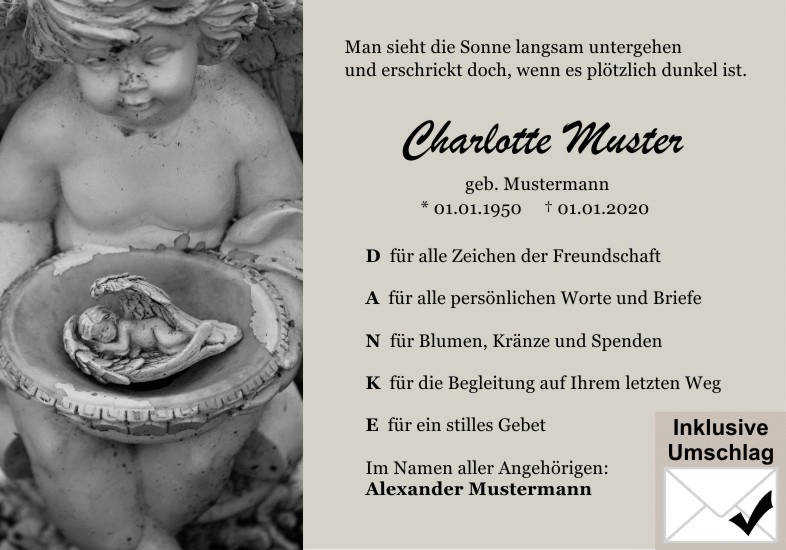 Danksagungen Trauer