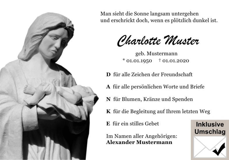 Danksagungen Trauer
