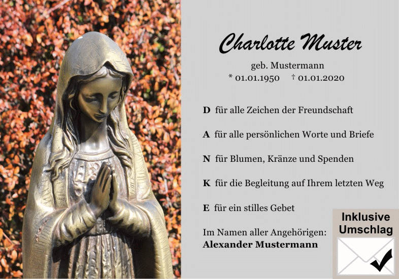 Danksagungen Trauer