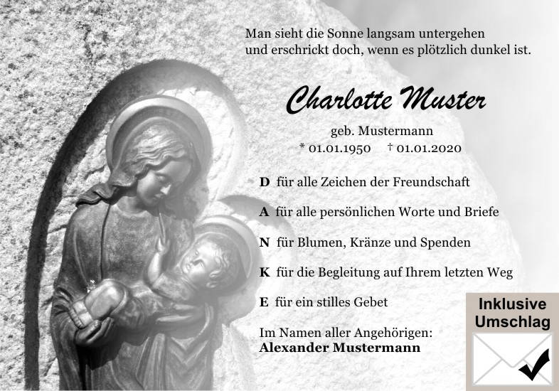 Danksagungen Trauer