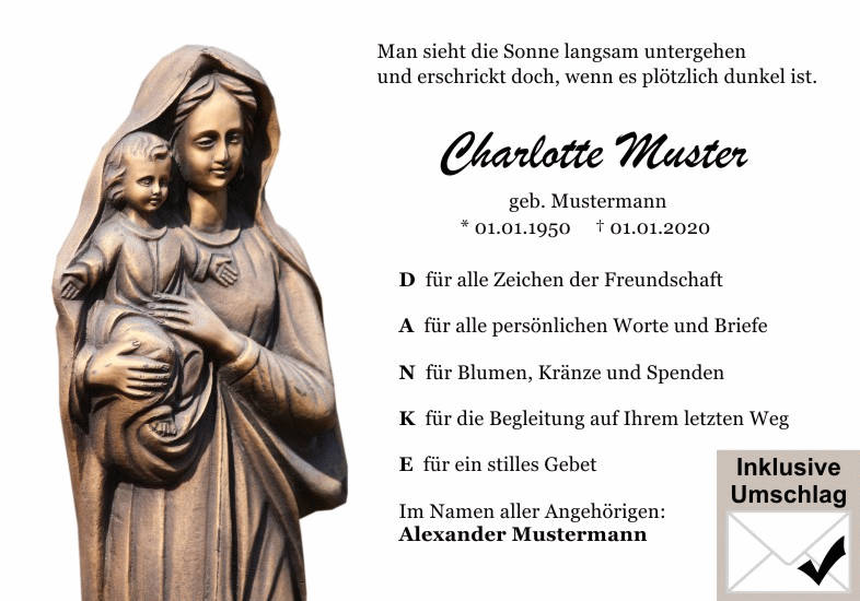 Danksagungen Trauer