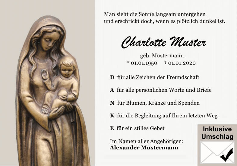 Danksagungen Trauer