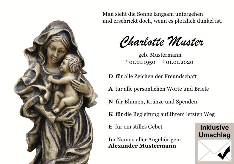 Danksagungen Trauer