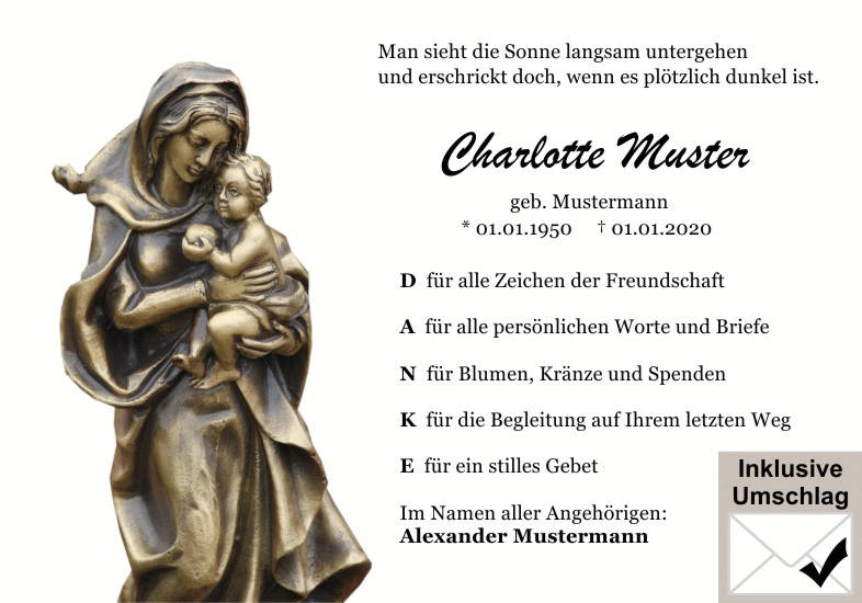 Danksagungen Trauer