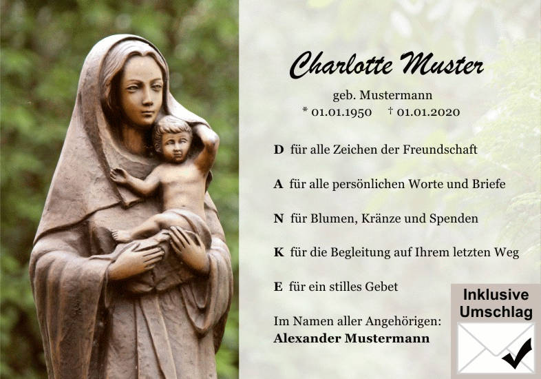 Danksagungen Trauer