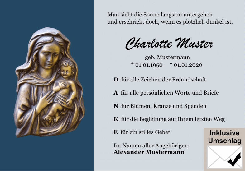 Danksagungen Trauer