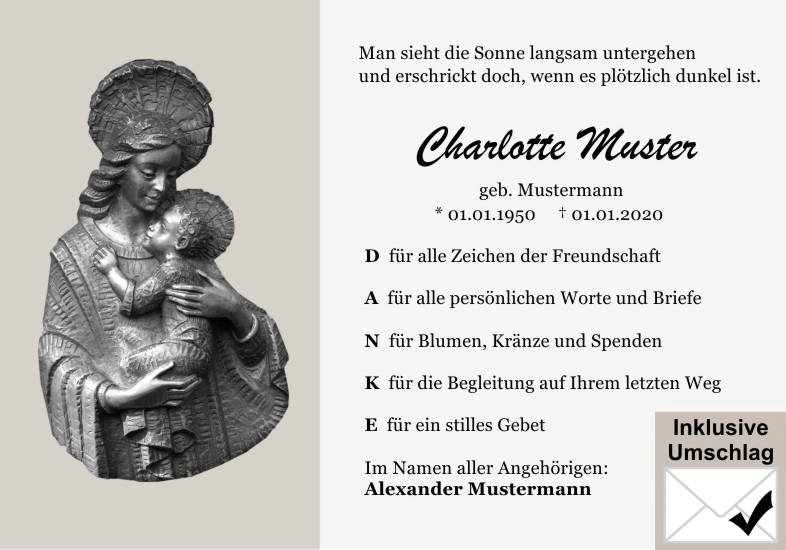 Danksagungen Trauer