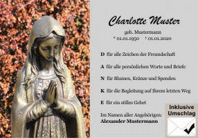 Danksagungen Trauer