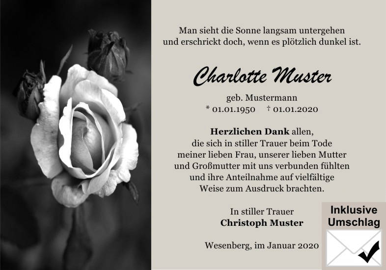 Danksagungen Trauer