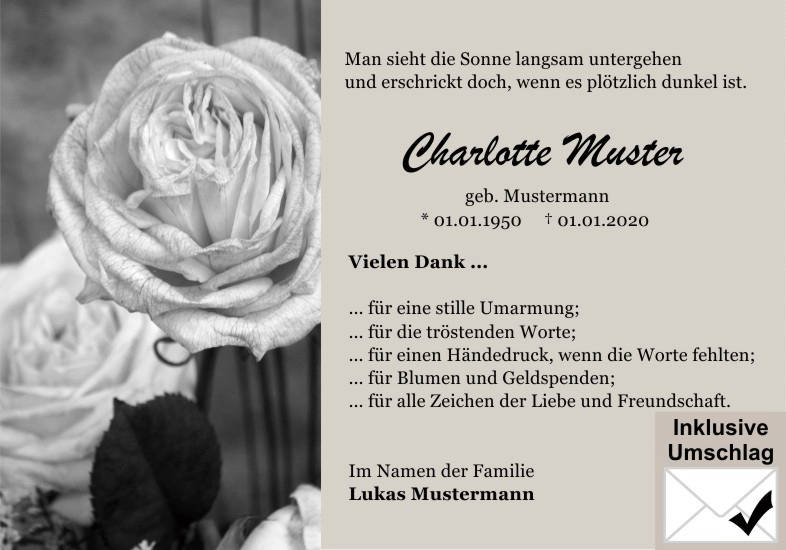 Danksagungen Trauer