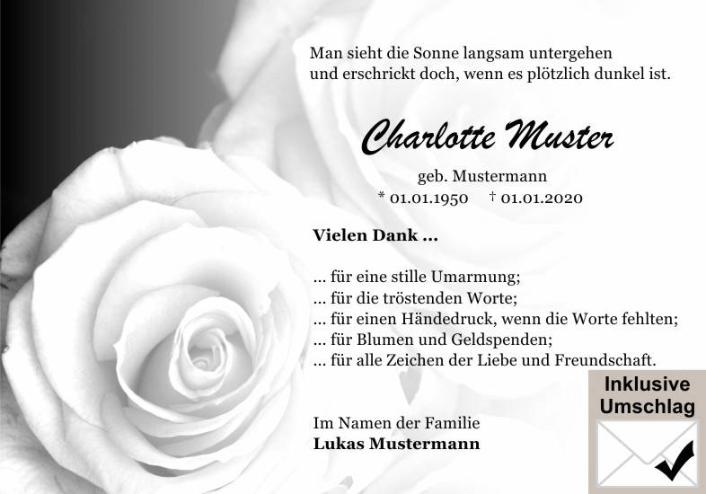 Danksagungen Trauer