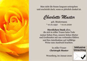 Danksagungen Trauer
