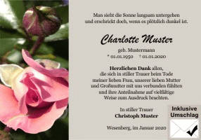 Danksagungen Trauer