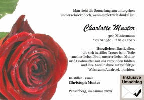 Danksagungen Trauer