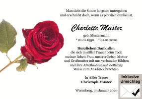 Danksagungen Trauer