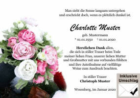 Danksagungen Trauer