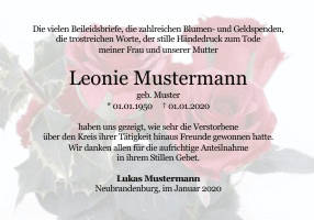 Danksagungen Trauer