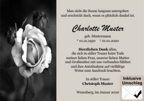 Danksagungen Trauer
