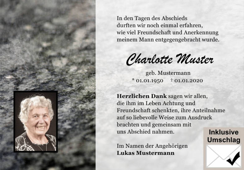 Danksagungen Trauer