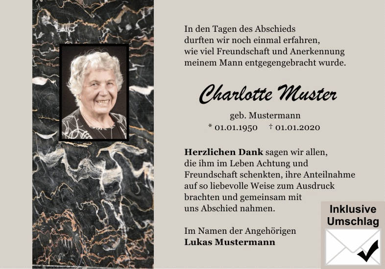 Danksagungen Trauer