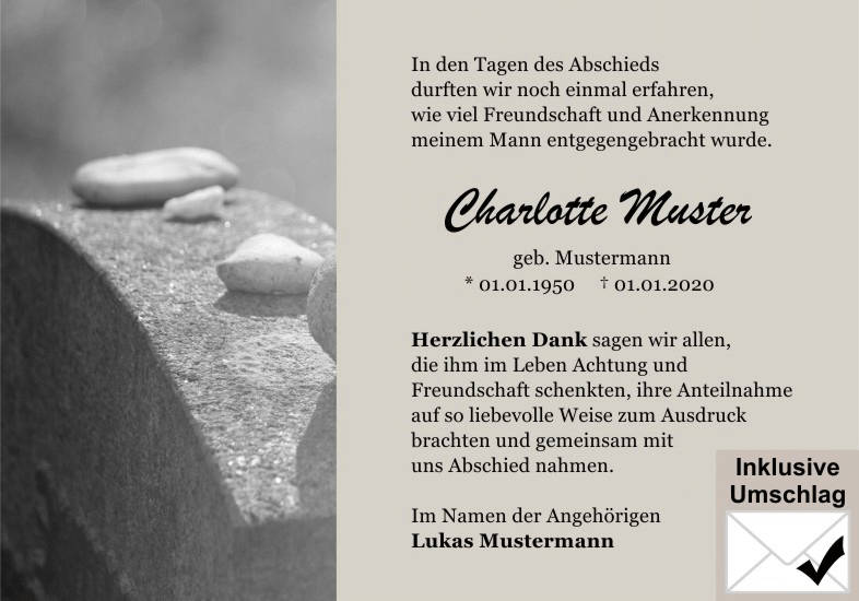 Danksagungen Trauer