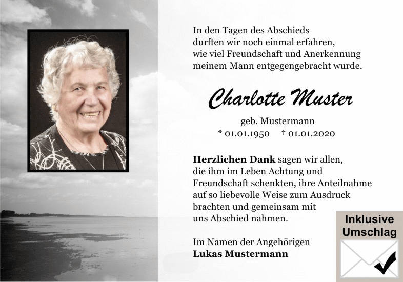 Danksagungen Trauer